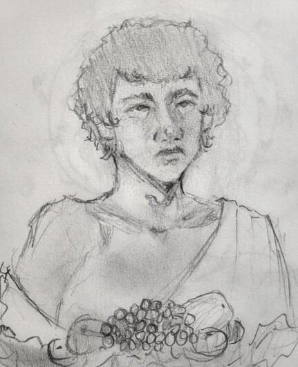 Painting study series - Boy with a Fruit Basket, by Carvaggio